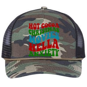 Hot Cocoa Christmas Movies Hella Anxiety Christmas Retro Rope Trucker Hat Cap