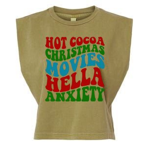 Hot Cocoa Christmas Movies Hella Anxiety Christmas Garment-Dyed Women's Muscle Tee