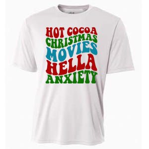 Hot Cocoa Christmas Movies Hella Anxiety Christmas Cooling Performance Crew T-Shirt