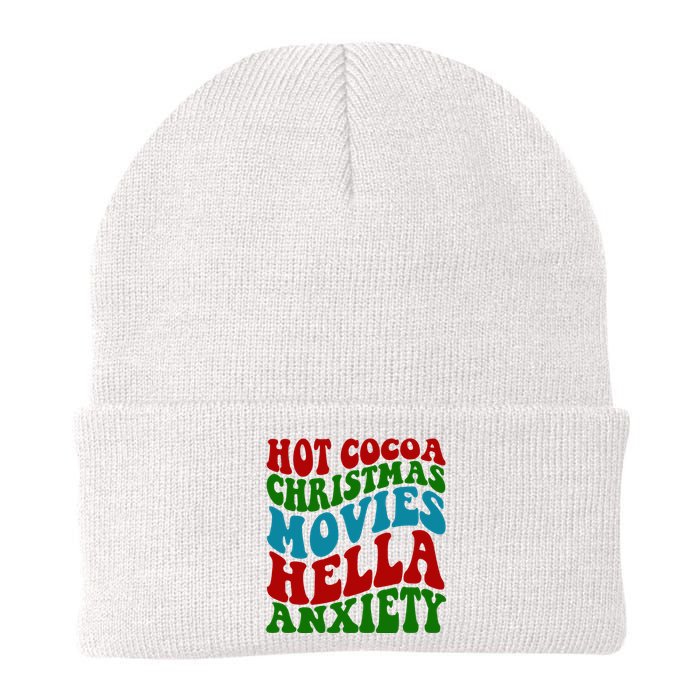 Hot Cocoa Christmas Movies Hella Anxiety Christmas Knit Cap Winter Beanie