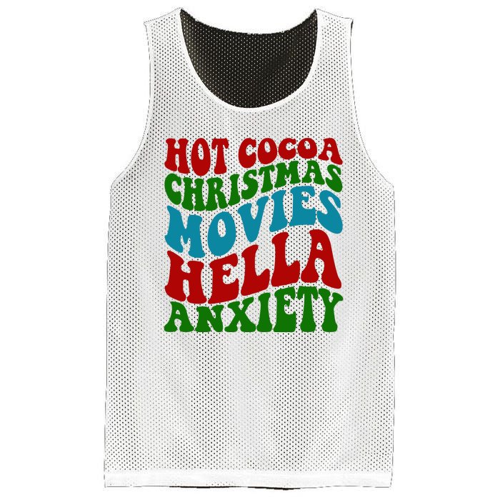 Hot Cocoa Christmas Movies Hella Anxiety Christmas Mesh Reversible Basketball Jersey Tank