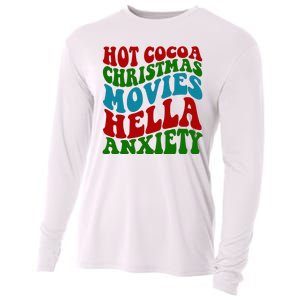 Hot Cocoa Christmas Movies Hella Anxiety Christmas Cooling Performance Long Sleeve Crew