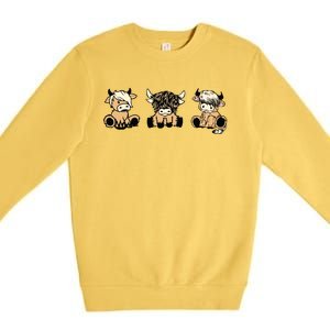 Highland Cow Cute Cow Western Premium Crewneck Sweatshirt