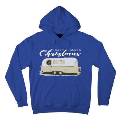 Happy Camper Christmas Cute Airstream Argosy Vintage Trailer Funny Gift Hoodie