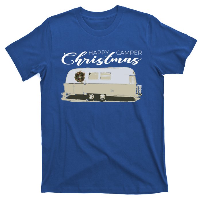 Happy Camper Christmas Cute Airstream Argosy Vintage Trailer Funny Gift T-Shirt