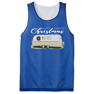 Happy Camper Christmas Cute Airstream Argosy Vintage Trailer Funny Gift Mesh Reversible Basketball Jersey Tank