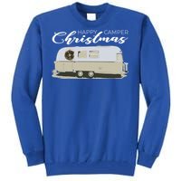 Happy Camper Christmas Cute Airstream Argosy Vintage Trailer Funny Gift Tall Sweatshirt