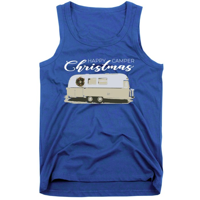 Happy Camper Christmas Cute Airstream Argosy Vintage Trailer Funny Gift Tank Top