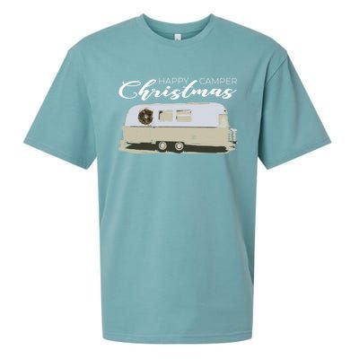 Happy Camper Christmas Cute Airstream Argosy Vintage Trailer Funny Gift Sueded Cloud Jersey T-Shirt