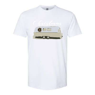 Happy Camper Christmas Cute Airstream Argosy Vintage Trailer Funny Gift Softstyle CVC T-Shirt