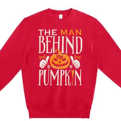 Halloweeen Couple Costume Pregnancy Premium Crewneck Sweatshirt