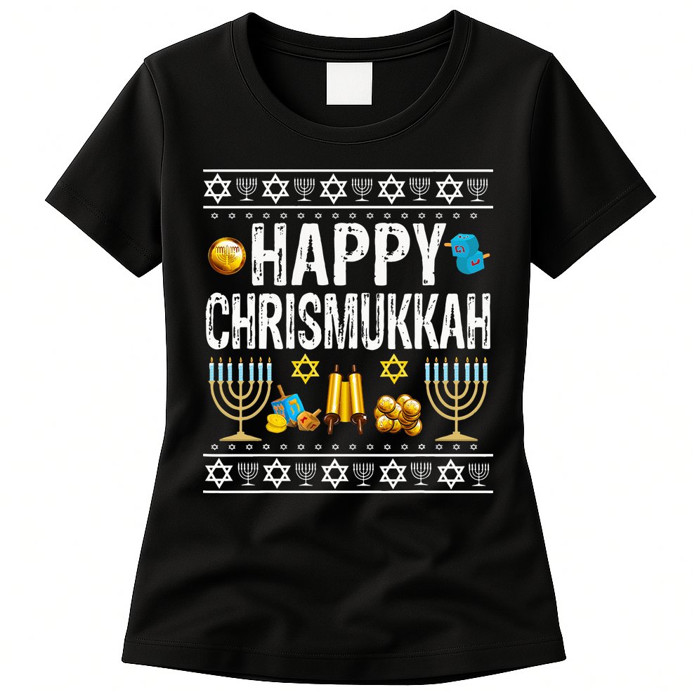 Happy Chrismukkah Challah Christian Holiday Jewish Gift  Womens T-Shirt