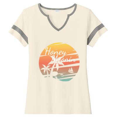 Honeymoon Couples Cool Gift Just Married Matching Honeymooning Trip Gift Ladies Halftime Notch Neck Tee