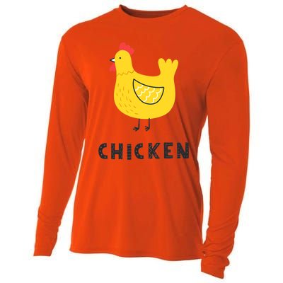 Handpainted Chicken, Chicken Design Cockerel Hen Style Cooling Performance Long Sleeve Crew