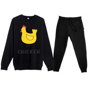 Handpainted Chicken, Chicken Design Cockerel Hen Style Premium Crewneck Sweatsuit Set