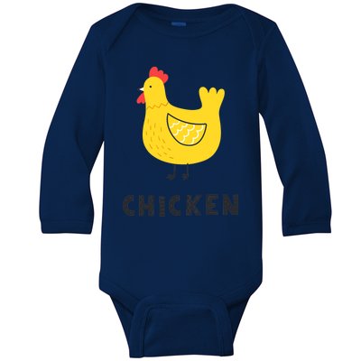 Handpainted Chicken, Chicken Design Cockerel Hen Style Baby Long Sleeve Bodysuit