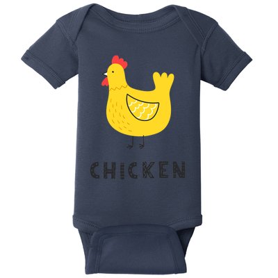 Handpainted Chicken, Chicken Design Cockerel Hen Style Baby Bodysuit