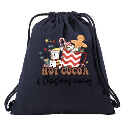 Hot Cocoa & Christmas Movies Drawstring Bag