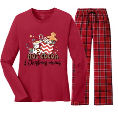 Hot Cocoa & Christmas Movies Women's Long Sleeve Flannel Pajama Set 