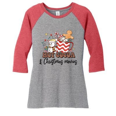 Hot Cocoa & Christmas Movies Women's Tri-Blend 3/4-Sleeve Raglan Shirt