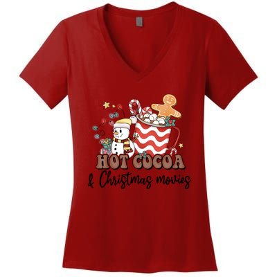 Hot Cocoa & Christmas Movies Women's V-Neck T-Shirt