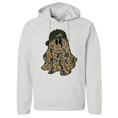 Halloween Camouflage Camo Ghost Hello Hunting Season Performance Fleece Hoodie