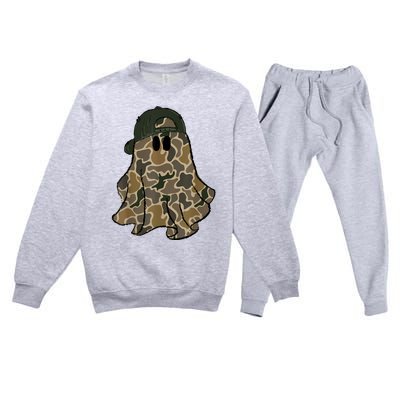 Halloween Camouflage Camo Ghost Hello Hunting Season Premium Crewneck Sweatsuit Set