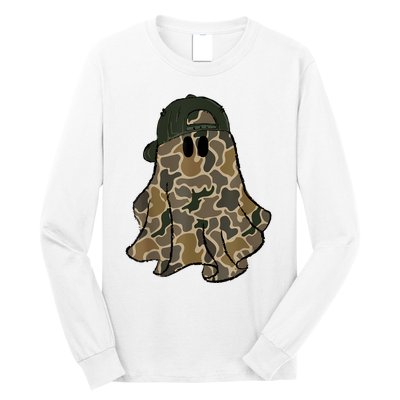 Halloween Camouflage Camo Ghost Hello Hunting Season Long Sleeve Shirt