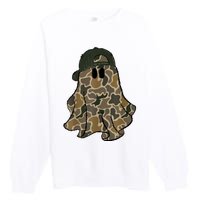 Halloween Camouflage Camo Ghost Hello Hunting Season Premium Crewneck Sweatshirt