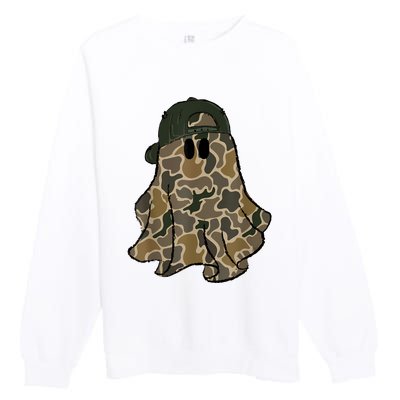 Halloween Camouflage Camo Ghost Hello Hunting Season Premium Crewneck Sweatshirt