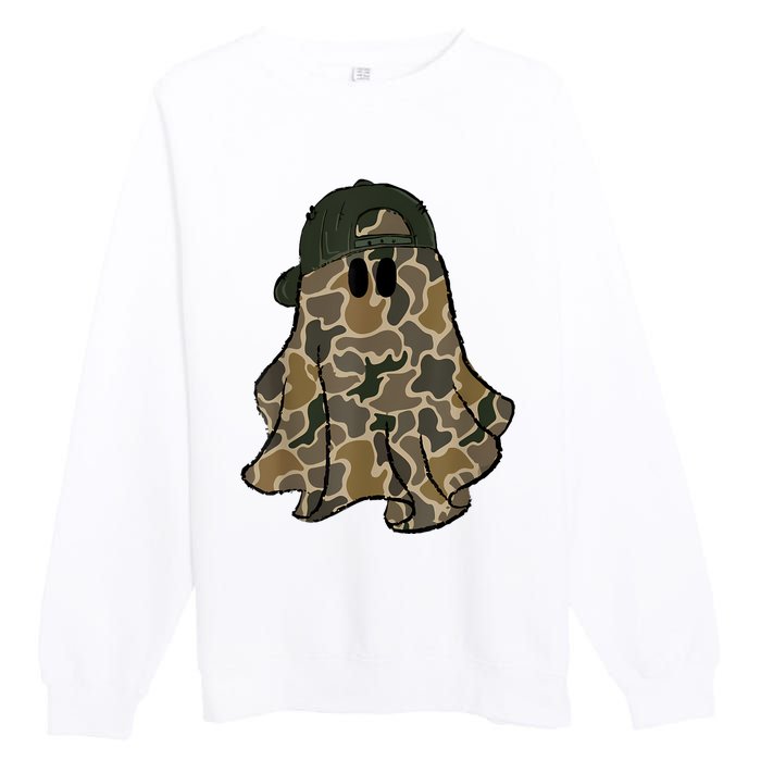 Halloween Camouflage Camo Ghost Hello Hunting Season Premium Crewneck Sweatshirt