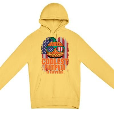 Halloween Costume Coolest Pumpkin In The Patch American Flag Gift Premium Pullover Hoodie