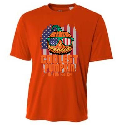 Halloween Costume Coolest Pumpkin In The Patch American Flag Gift Cooling Performance Crew T-Shirt