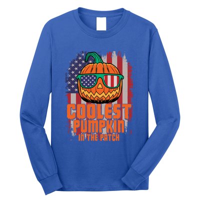 Halloween Costume Coolest Pumpkin In The Patch American Flag Gift Long Sleeve Shirt