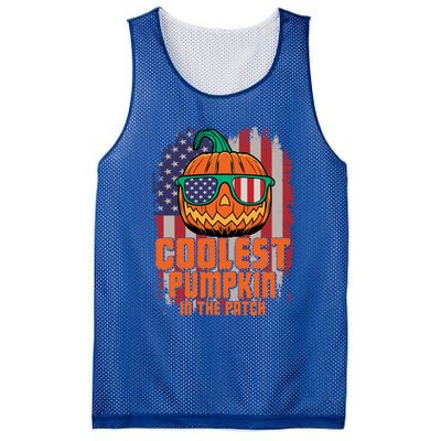 Halloween Costume Coolest Pumpkin In The Patch American Flag Gift Mesh Reversible Basketball Jersey Tank