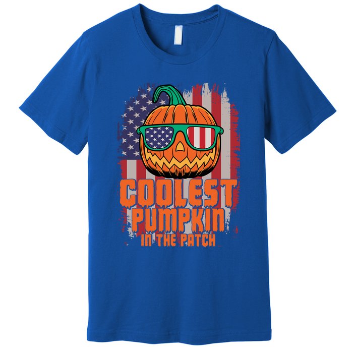 Halloween Costume Coolest Pumpkin In The Patch American Flag Gift Premium T-Shirt