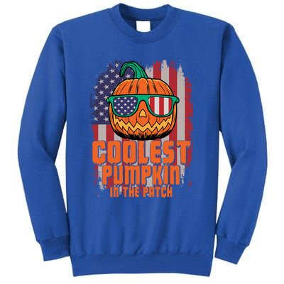 Halloween Costume Coolest Pumpkin In The Patch American Flag Gift Tall Sweatshirt