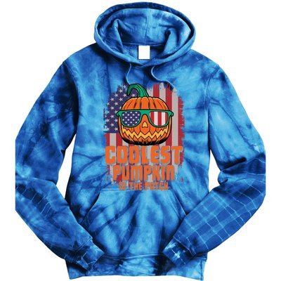 Halloween Costume Coolest Pumpkin In The Patch American Flag Gift Tie Dye Hoodie