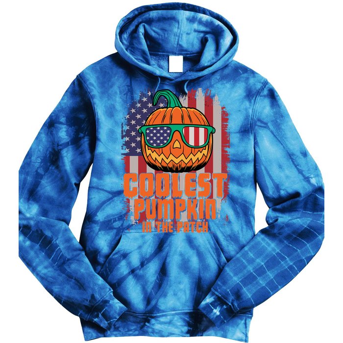 Halloween Costume Coolest Pumpkin In The Patch American Flag Gift Tie Dye Hoodie