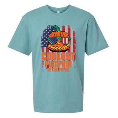 Halloween Costume Coolest Pumpkin In The Patch American Flag Gift Sueded Cloud Jersey T-Shirt