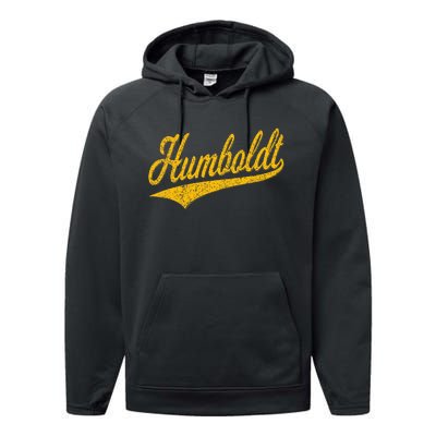 Humboldt County Ca Varsity Script Classic Sports Jersey Performance Fleece Hoodie