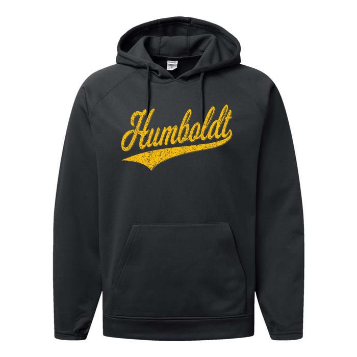 Humboldt County Ca Varsity Script Classic Sports Jersey Performance Fleece Hoodie