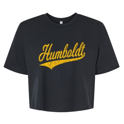 Humboldt County Ca Varsity Script Classic Sports Jersey Bella+Canvas Jersey Crop Tee