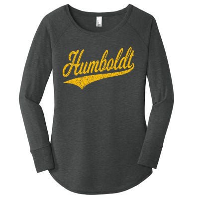 Humboldt County Ca Varsity Script Classic Sports Jersey Women's Perfect Tri Tunic Long Sleeve Shirt