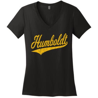 Humboldt County Ca Varsity Script Classic Sports Jersey Women's V-Neck T-Shirt