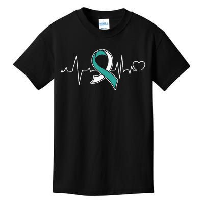 Heartbeat Cervical Cancer Awareness Support Ribbon Kids T-Shirt