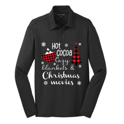 Hot Cocoa Cozy Blankets Christmas Movies Silk Touch Performance Long Sleeve Polo