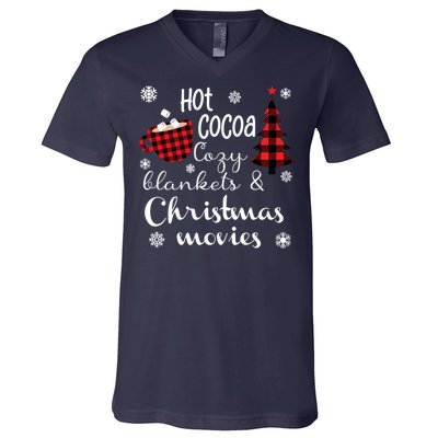 Hot Cocoa Cozy Blankets Christmas Movies V-Neck T-Shirt