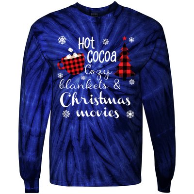 Hot Cocoa Cozy Blankets Christmas Movies Tie-Dye Long Sleeve Shirt