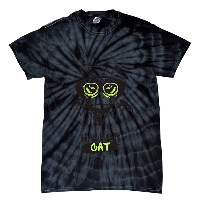 Hacker Cat Cybersecurity Coding Cat Programmer Hacking Nerdy Tie-Dye T-Shirt